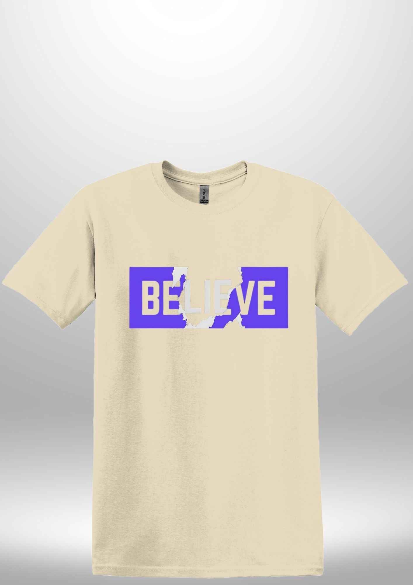 Blue "Believe" Luxe T-shirt - Luxe Custom Designer