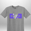 Blue "Believe" Luxe T-shirt - Luxe Custom Designer