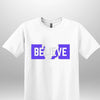 Blue "Believe" Luxe T-shirt - Luxe Custom Designer