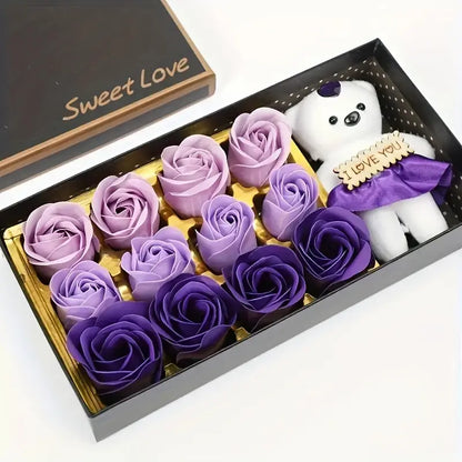 Rose Soap Box with Small Teddy - Luxe-Custom-Designer
