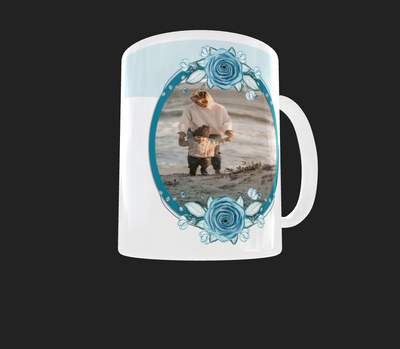 Mothers day Blue rose Photo Mug - Luxe Custom Designer