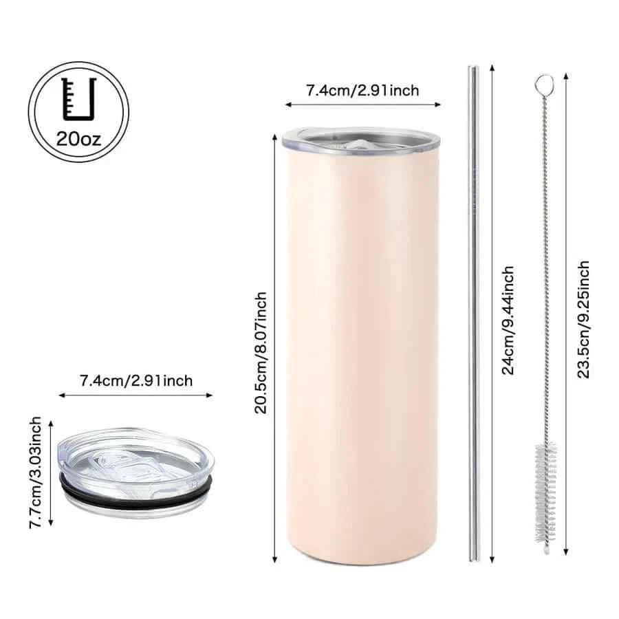 20oz Skinny Tumbler - Pink - Luxe Custom Designer
