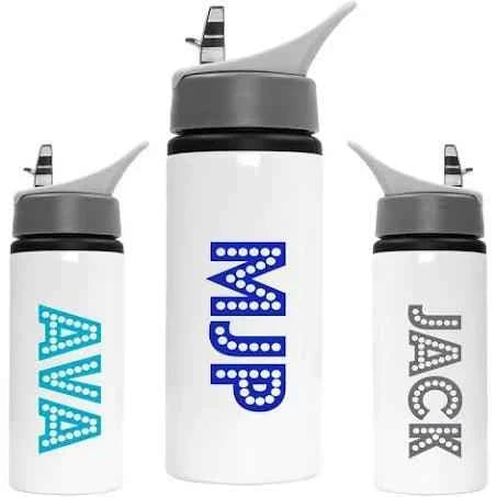 Aluminium Straw Water Bottle 500ml White - Luxe Custom Designer