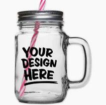 Glass Mason Jar with straw - Luxe-Custom-Designer