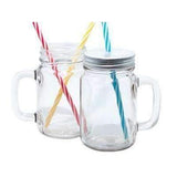 Glass Mason Jar with straw - Luxe-Custom-Designer