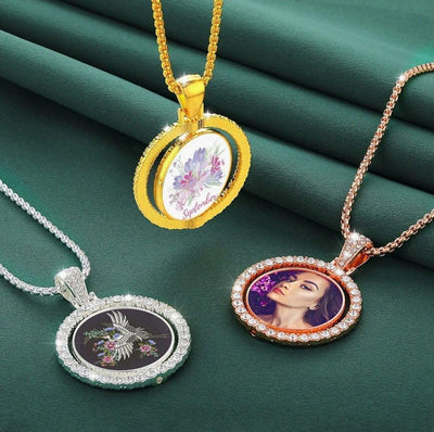 Gold Double Photo Pendant Necklace - Luxe Custom Designer