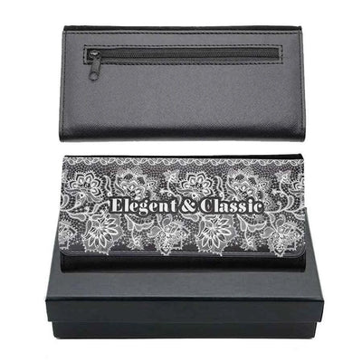 Large Leather Purse - Black + giftbox - Luxe Custom Designer