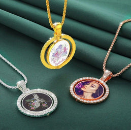 Silver Double Photo Pendant Necklace - Luxe Custom Designer